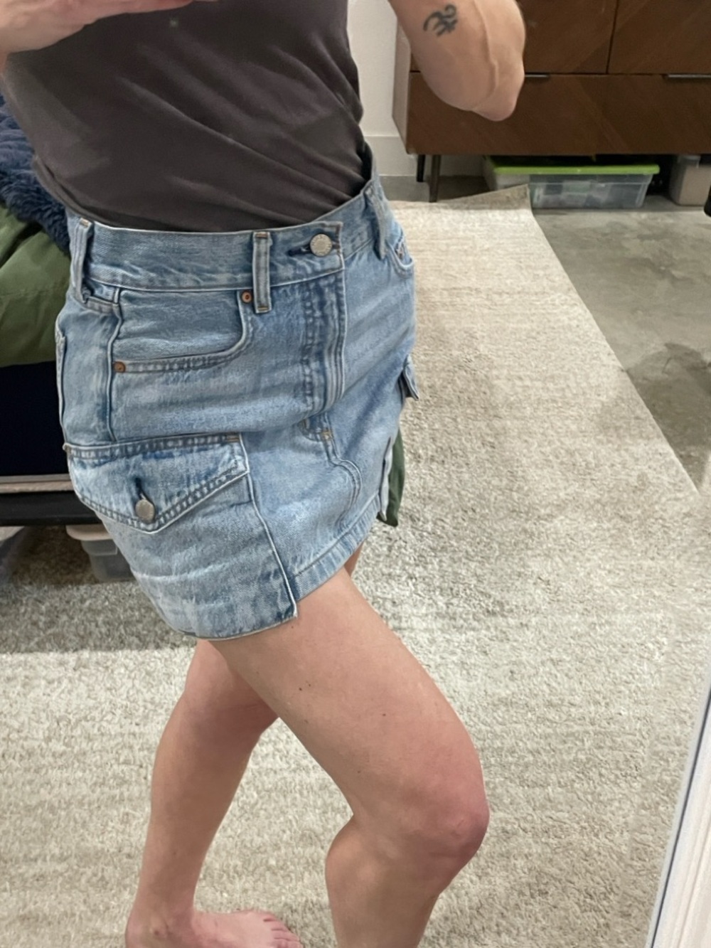 Denim Forum y2k Cargo Mini Jean Skirt- XS- utility NWOT